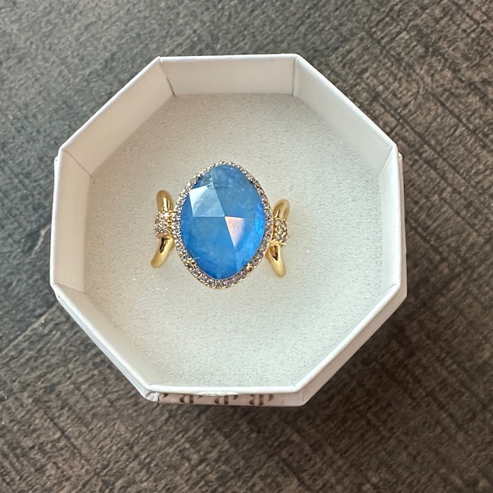 Elegant Gold and Blue Stone Ring Resort Wear.